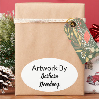 Adesivo Oval Trabalho de arte por branco