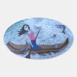 Adesivo Oval Trabalho feminino