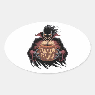 Adesivo Oval Tralalalero Tralala Vampire Pumpkin Halloween
