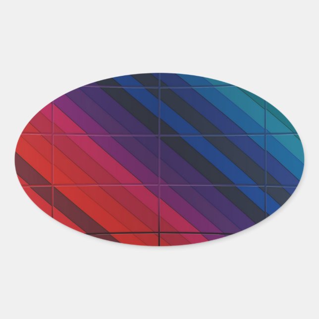 Adesivo Oval Transição Multicoloração Com Grade (Frente)