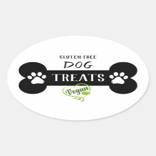Adesivo Oval Tratamento Simples de Cães Pretos e Brancos