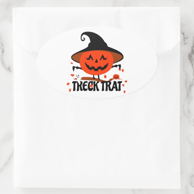 Adesivo Oval Treck Trat Pumpkin sorrindo (Bolsa)