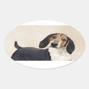 Adesivo Oval Tremendo a pintura de Walker Coonhound - Arte Orig