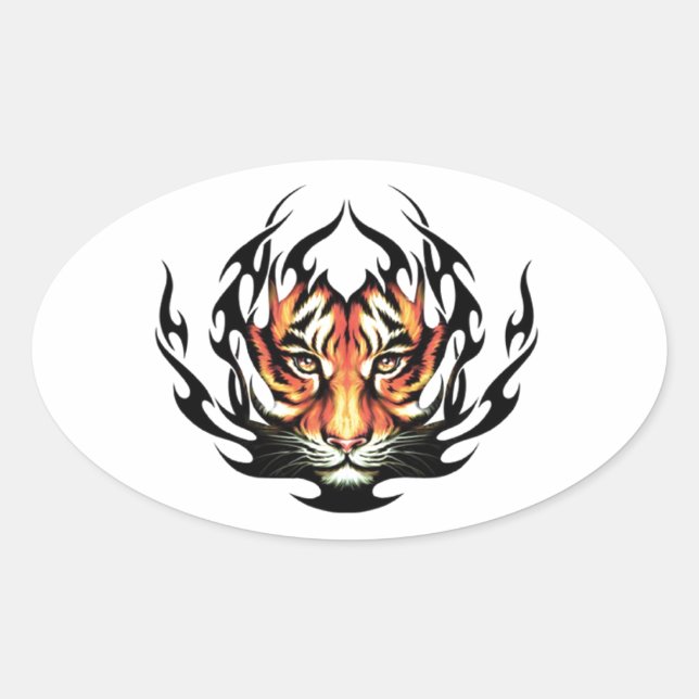 Adesivo Oval Tribal tiger (Frente)