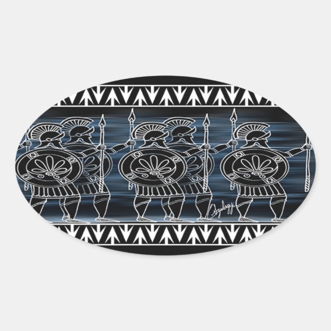 Adesivo Oval Tropa grega Black Figure (Frente)