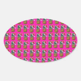 Adesivo Oval Tropica - Rosa