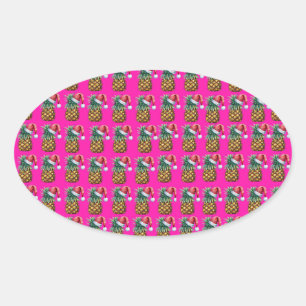 Adesivo Oval Tropica - Rosa