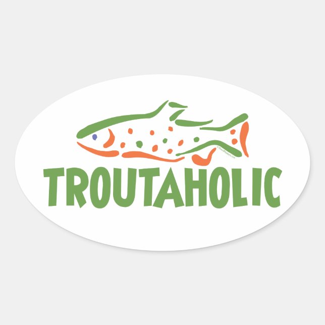 Adesivo Oval Trout Pescador Pesca (Frente)