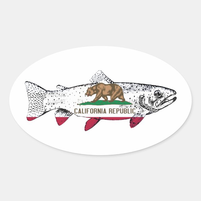 Adesivo Oval Truta da Califórnia (Frente)
