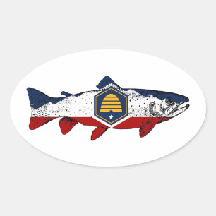 Adesivo Oval Truta de Utah Peixe