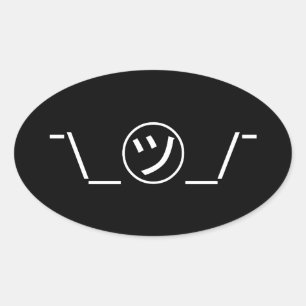 Adesivo Oval Tsu Kana Shrug Emoticon ¯\_ ㋡_/  Japonês Kaomo