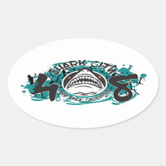 Adesivo Oval Tubarão - Área da Baía de Shark 408 Sticker