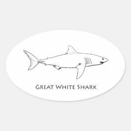 Adesivo Oval Tubarão branco excelente (arte de linha)