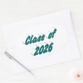 Adesivo Oval Turma de 2026 tipografia verde graduação