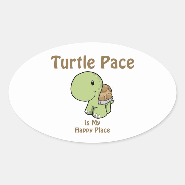 Adesivo Oval Turtle Pace é meu lugar feliz (Frente)
