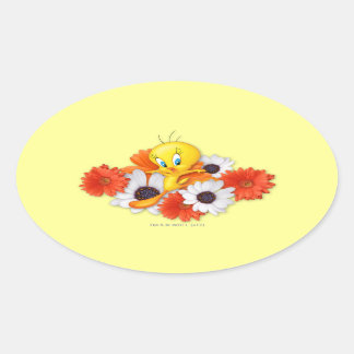 Adesivo Oval TWEETY™ com margaridas