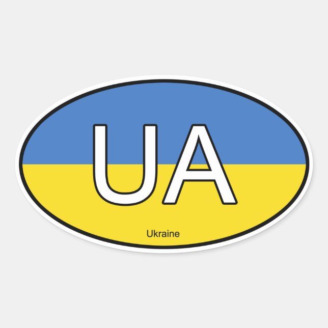 Adesivo Oval Ucrânia EuroSticker (Frente)