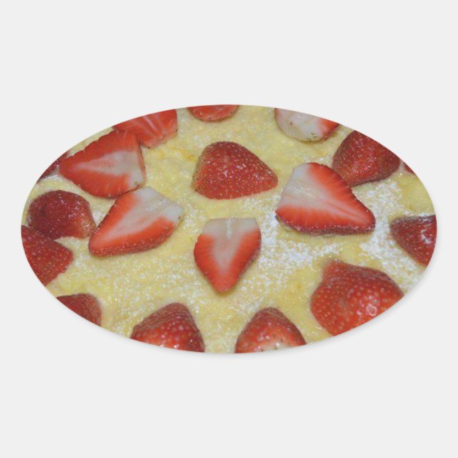 Adesivo Oval Um bolo de morango (Frente)