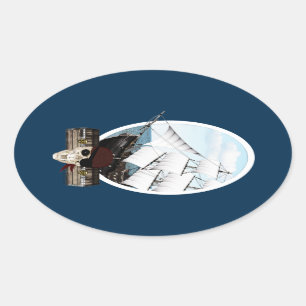 Adesivo Oval Um navio pirata