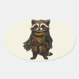 Adesivo Oval Um Rascally Racoon