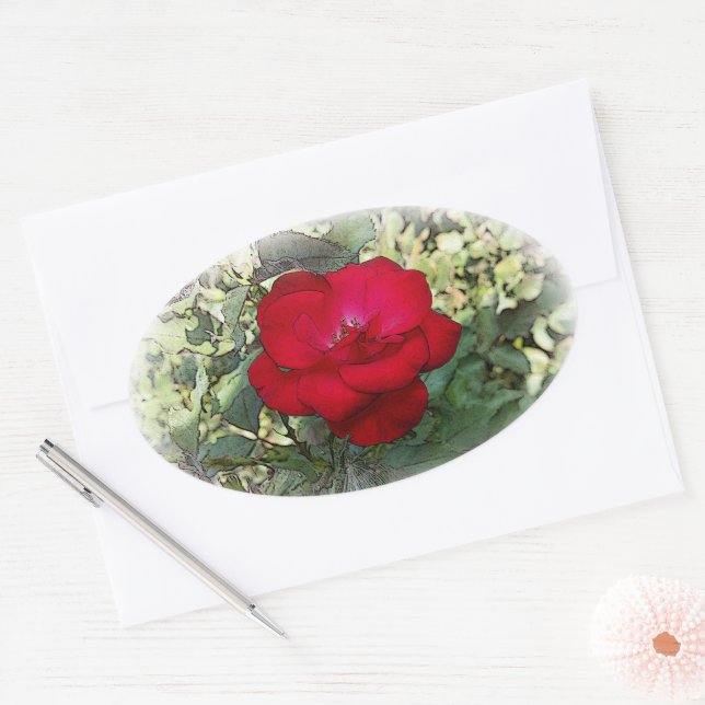 Adesivo Oval Um rosa solitário (Envelope)