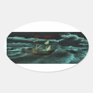 Adesivo Oval Um Vinheta Selvagem e Tempestade