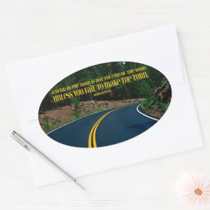 Adesivo Oval "Uma curva na estrada", citação inspiracional