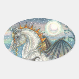 Adesivo Oval UNICORN DE GÓTICO, Oval HORSE HORSE STICKER