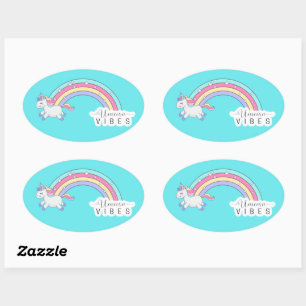 Adesivo Oval Unicorn Stickers