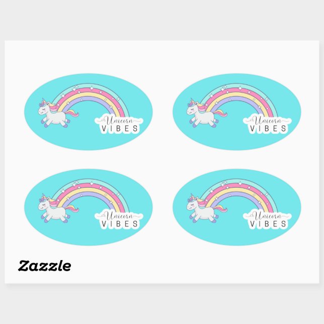 Adesivo Oval Unicorn Stickers (Folha)