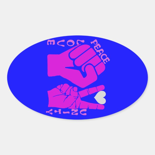 Adesivo Oval Unidade,Amor e Paz,Alternância_ (Frente)