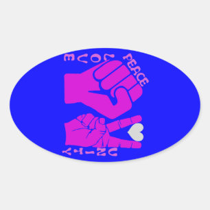 Adesivo Oval Unidade, amor & paz, Togetherness_