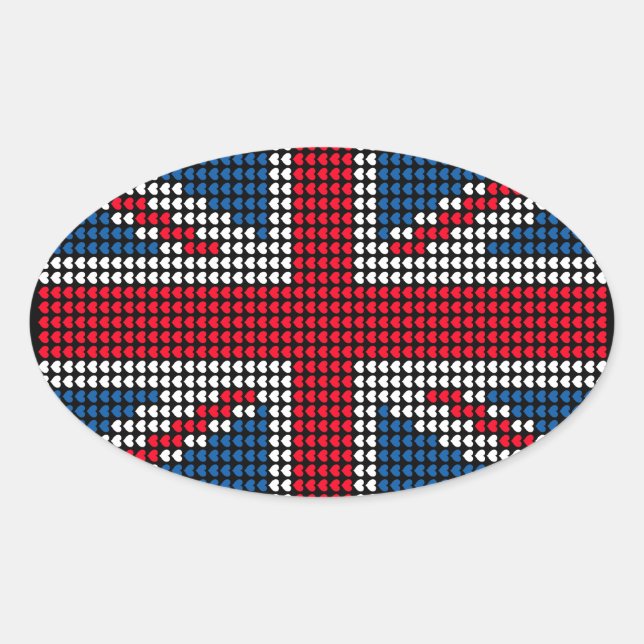 Adesivo Oval Union Jack Heart (Frente)
