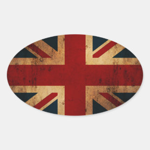 Adesivo Oval Union Jack (olhar afligido vintage)