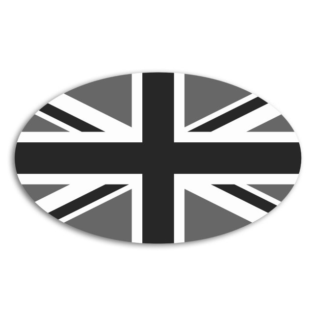 Adesivo Oval Union Jack Preto e Cinza (Black and Grey Union Jack Oval Sticker)