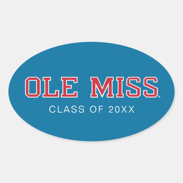 Adesivo Oval Universidade do Mississippi | Ole Miss Wordmark (Frente)