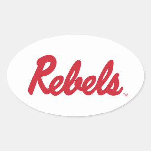 Adesivo Oval Universidade do Mississippi   Script Rebels