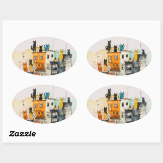 Adesivo Oval “Urban Cats in the Heights”