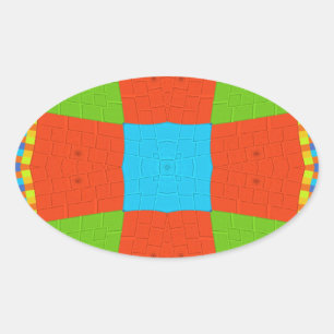 Adesivo Oval "Urban Quilt" Arte de Padrão Geométrico Europeu