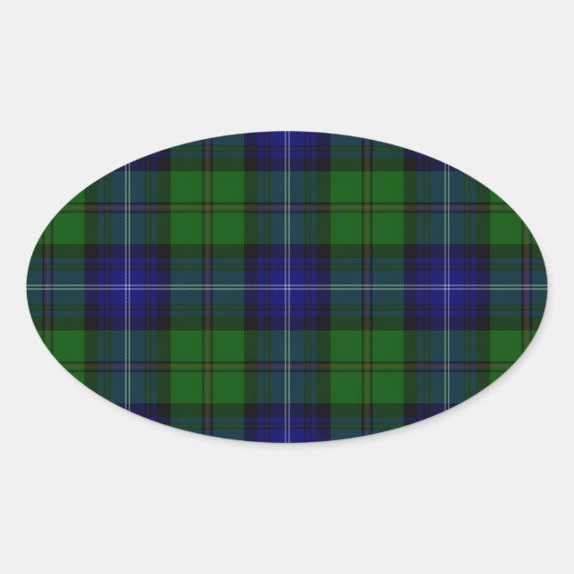 Adesivo Oval Urquhart tartan Blue xadrez (Frente)