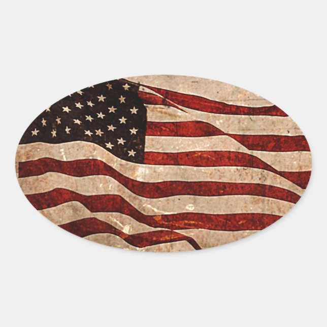 Adesivo Oval USA Vintage American Flag (Frente)