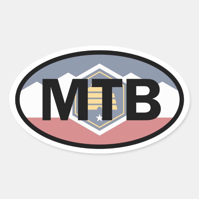 Adesivo Oval Utah Flag Mountain Biking Oval (Frente)