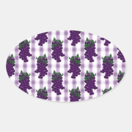 Adesivo Oval Uvas em Gingham