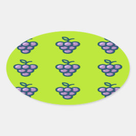 Adesivo Oval Uvas roxas em verde