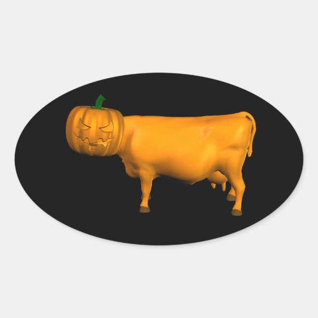 Adesivo Oval Vaca de Halloween (Frente)