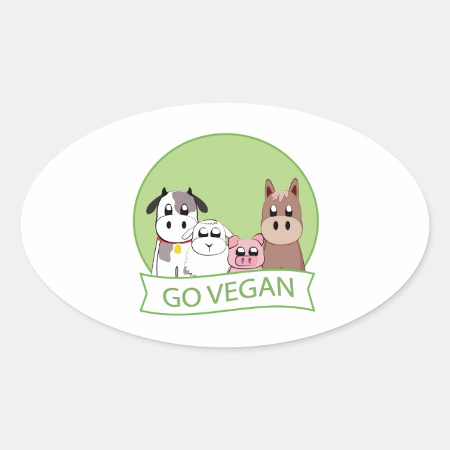 Adesivo Oval Vai o Vegan (Frente)