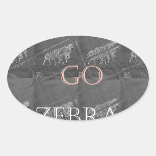 Adesivo Oval Vamos selvagem e livre!: Viagem de zebra