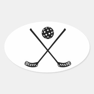 Adesivo Oval Varas cruzadas do floorball