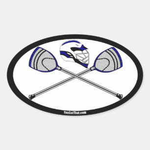Adesivo Oval Varas e capacete do Goalie do Lacrosse do marinho