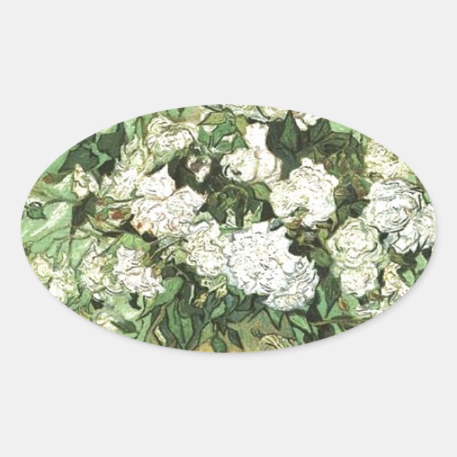 Adesivo Oval Vase com Rosas - Van Gogh (Frente)